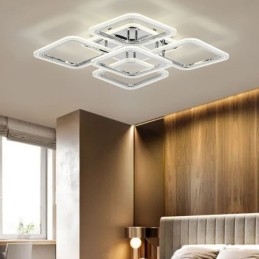 Flush Mount Chrome Ακρυλικό τετράγωνο φωτιστικό οροφής 5 φώτα