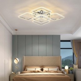 Flush Mount Chrome Ακρυλικό τετράγωνο φωτιστικό οροφής 5 φώτα