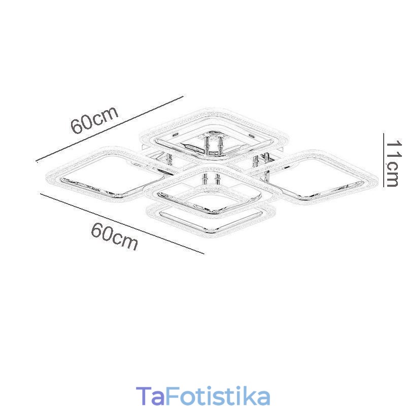 Flush Mount Chrome Ακρυλικό τετράγωνο φωτιστικό οροφής 5 φώτα