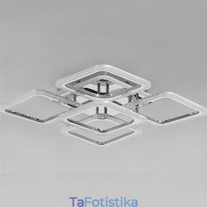 Flush Mount Chrome Ακρυλικό τετράγωνο φωτιστικό οροφής 5 φώτα