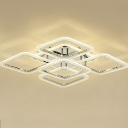 Flush Mount Chrome Ακρυλικό τετράγωνο φωτιστικό οροφής 5 φώτα