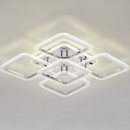 Flush Mount Chrome Ακρυλικό τετράγωνο φωτιστικό οροφής 5 φώτα