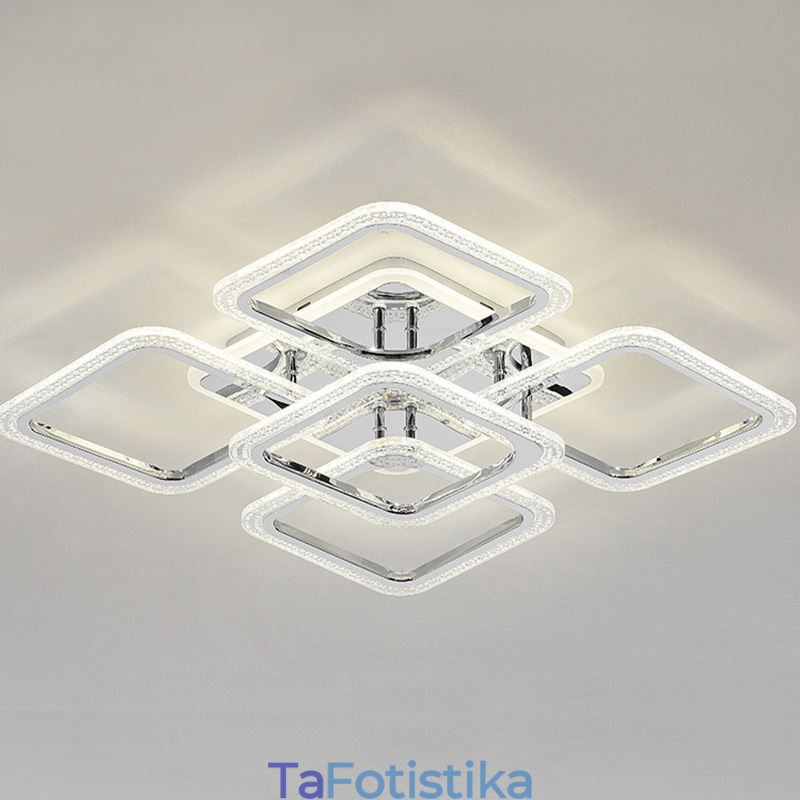 Flush Mount Chrome Ακρυλικό τετράγωνο φωτιστικό οροφής 5 φώτα
