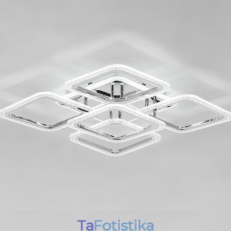 Flush Mount Chrome Ακρυλικό τετράγωνο φωτιστικό οροφής 5 φώτα