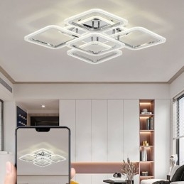 Flush Mount Chrome Ακρυλικό τετράγωνο φωτιστικό οροφής 5 φώτα