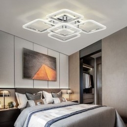 Flush Mount Chrome Ακρυλικό τετράγωνο φωτιστικό οροφής 5 φώτα
