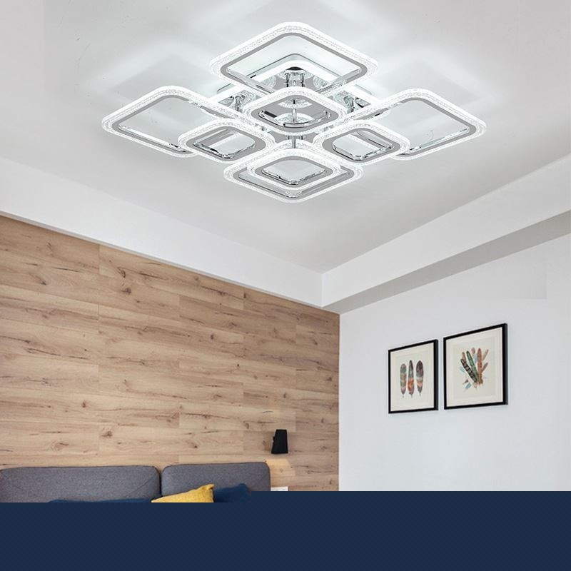 Flush Mount Ακρυλικό τετράγωνο φωτιστικό οροφής χρωμίου 8 φώτα