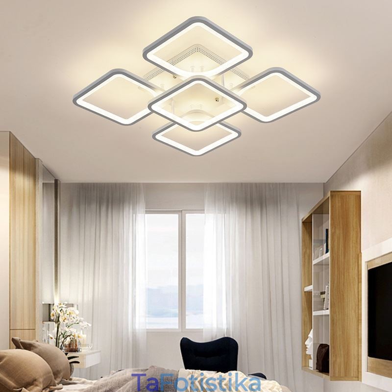 Flush Mount Λευκό Ακρυλικό Τετράγωνο Φωτιστικό Οροφής 5 Φωτιστικά 8 Φώτα