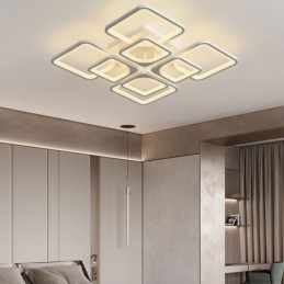 Flush Mount Λευκό Ακρυλικό Τετράγωνο Φωτιστικό Οροφής 5 Φωτιστικά 8 Φώτα