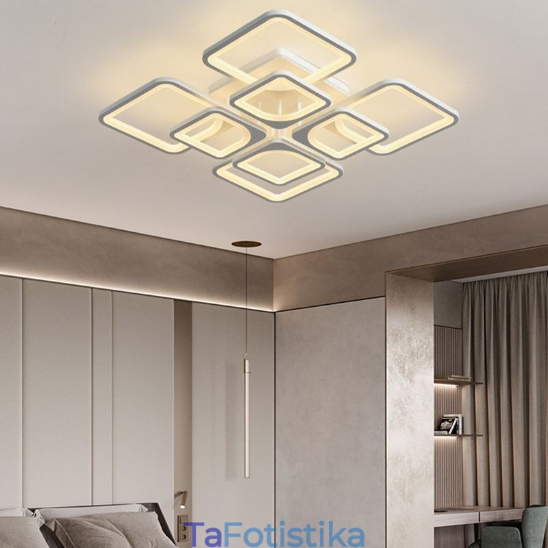 Flush Mount Λευκό Ακρυλικό Τετράγωνο Φωτιστικό Οροφής 5 Φωτιστικά 8 Φώτα