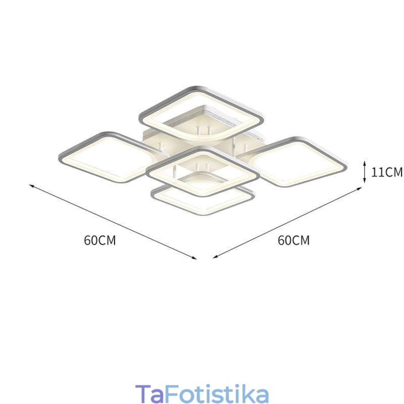 Flush Mount Λευκό Ακρυλικό Τετράγωνο Φωτιστικό Οροφής 5 Φωτιστικά 8 Φώτα
