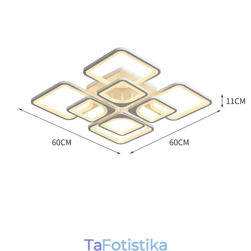 Flush Mount Λευκό Ακρυλικό Τετράγωνο Φωτιστικό Οροφής 5 Φωτιστικά 8 Φώτα