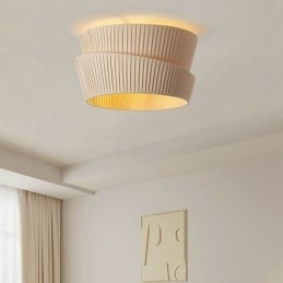 Φωτιστικό οροφής Wabi Sabi Flush Mount French Cream Style από ύφασμα διπλής στρώσης