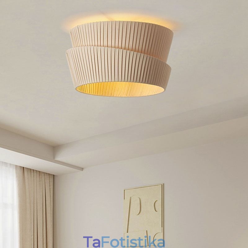 Φωτιστικό οροφής Wabi Sabi Flush Mount French Cream Style από ύφασμα διπλής στρώσης