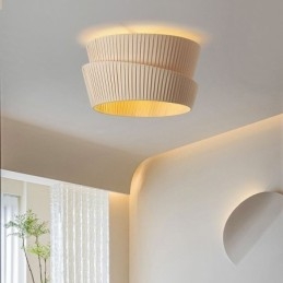 Φωτιστικό οροφής Wabi Sabi Flush Mount French Cream Style από ύφασμα διπλής στρώσης