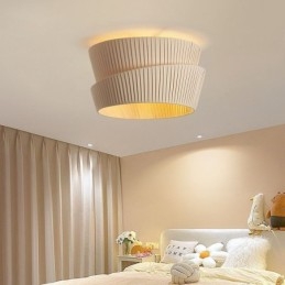 Φωτιστικό οροφής Wabi Sabi Flush Mount French Cream Style από ύφασμα διπλής στρώσης