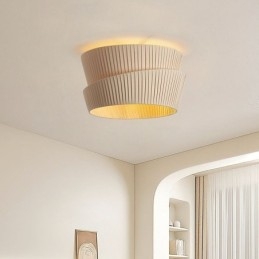 Φωτιστικό οροφής Wabi Sabi Flush Mount French Cream Style από ύφασμα διπλής στρώσης