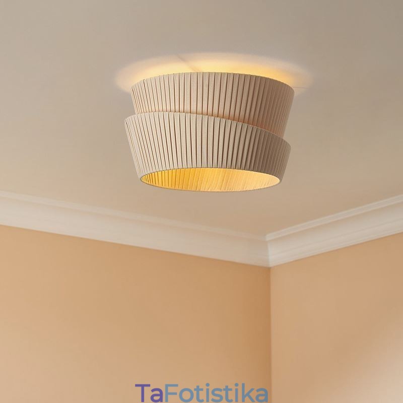 Φωτιστικό οροφής Wabi Sabi Flush Mount French Cream Style από ύφασμα διπλής στρώσης