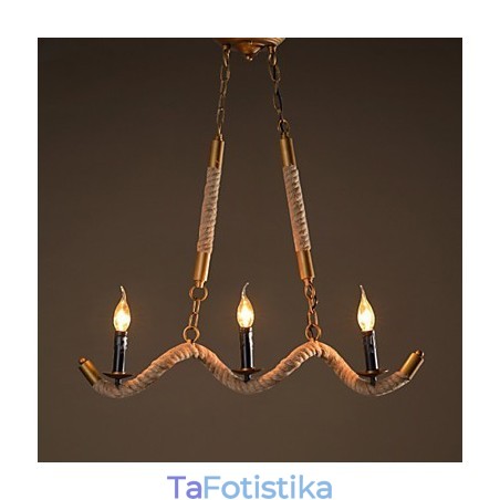 Πολυέλαιος Candle Hemp Vintage κρεμαστό σφυρήλατο σίδερο πολυέλαιος από σχοινί κάνναβης Πολυέλαιος Candle Hemp Vintage κρεμαστό σφυρήλατο σίδερο πολυέλαιος από σχοινί κάνναβης