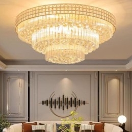 Crystal Flush Mount Στρογγυλό Κρυστάλλινο Φωτιστικό Οροφής με Τηλεχειριστήριο 80CM