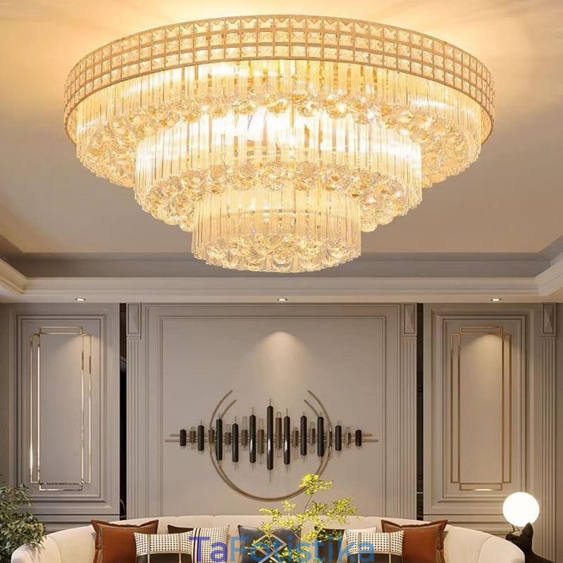 Crystal Flush Mount Στρογγυλό Κρυστάλλινο Φωτιστικό Οροφής με Τηλεχειριστήριο 80CM