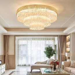 Crystal Flush Mount Στρογγυλό Κρυστάλλινο Φωτιστικό Οροφής με Τηλεχειριστήριο 80CM