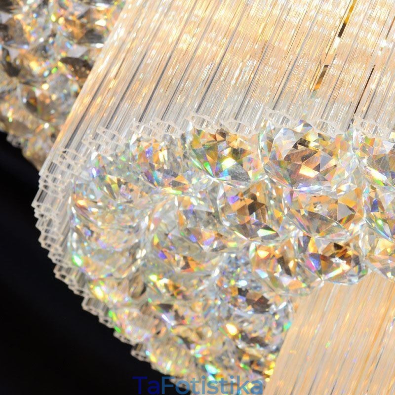 Crystal Flush Mount Στρογγυλό Κρυστάλλινο Φωτιστικό Οροφής με Τηλεχειριστήριο 80CM