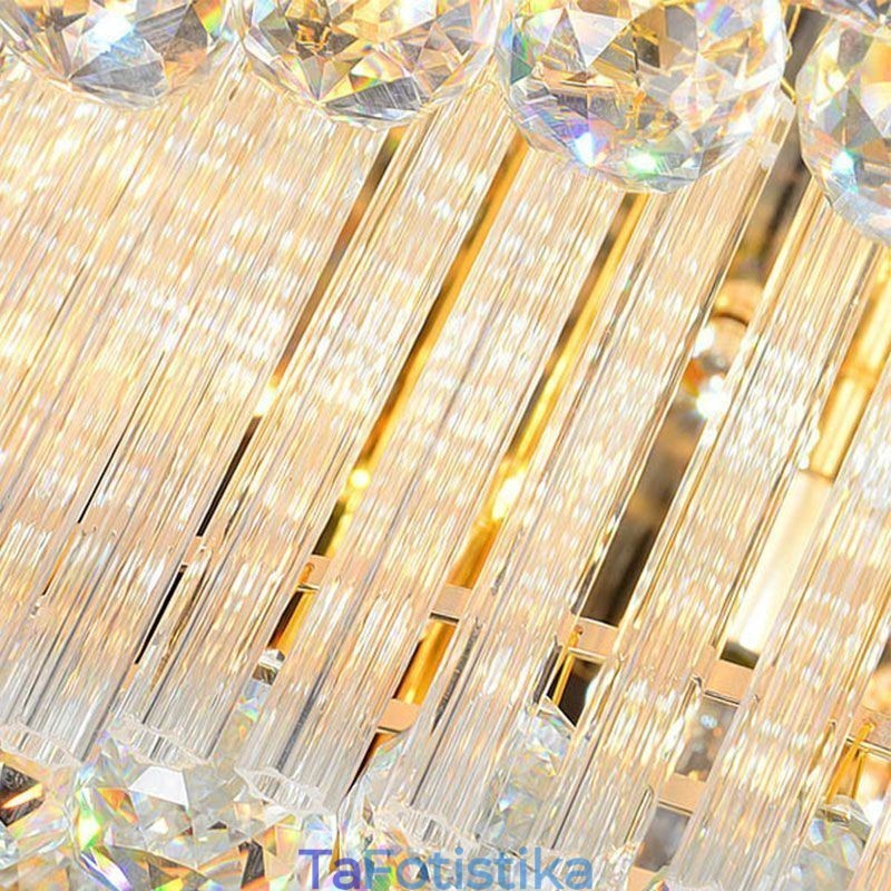Crystal Flush Mount Στρογγυλό Κρυστάλλινο Φωτιστικό Οροφής με Τηλεχειριστήριο 80CM