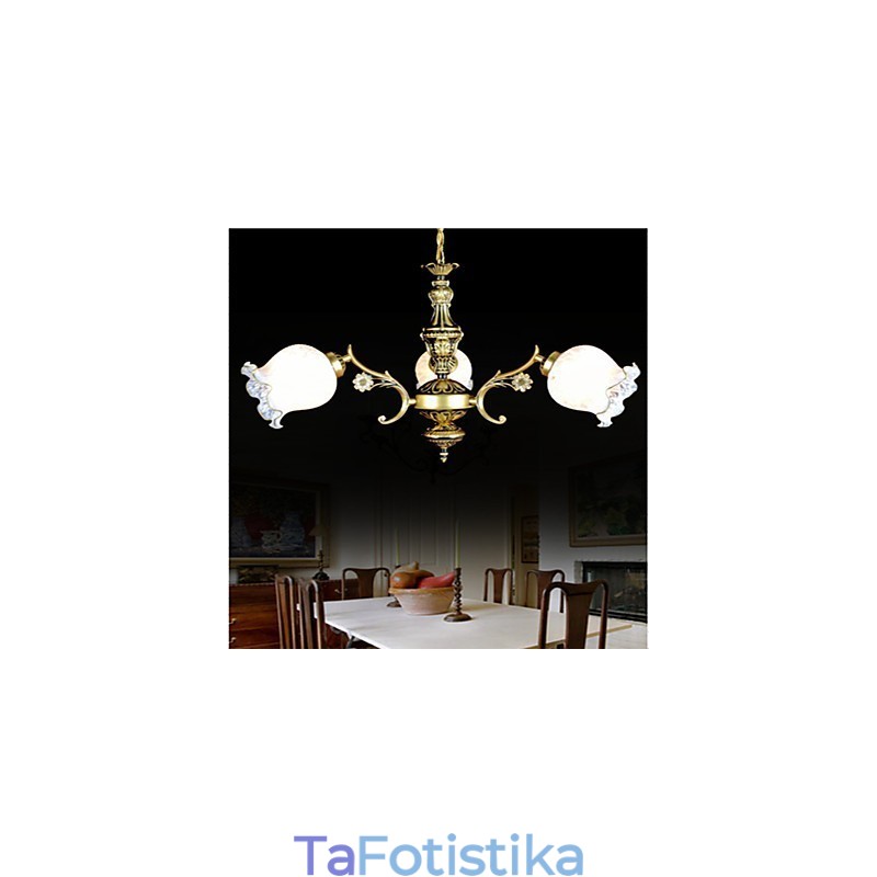Χάλκινος πολυέλαιος Three Lights European Retro Classic