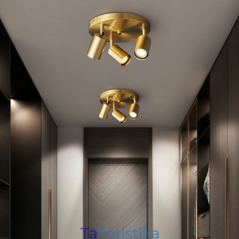 Μοντέρνο Flush Mount Golden Black Flush Mount με 3 φώτα Copper Art Home Lighting