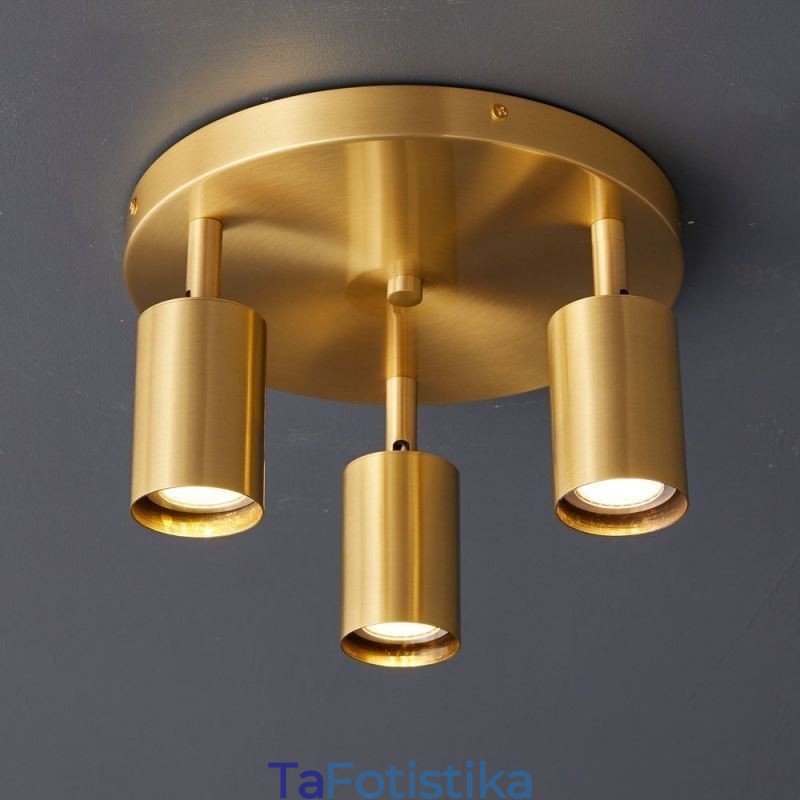 Μοντέρνο Flush Mount Golden Black Flush Mount με 3 φώτα Copper Art Home Lighting