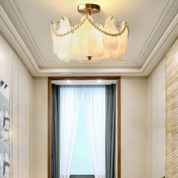 Ευρωπαϊκό Σιδερένιο Φωτιστικό Οροφής Κομψό Γυάλινο Φωτιστικό Οροφής