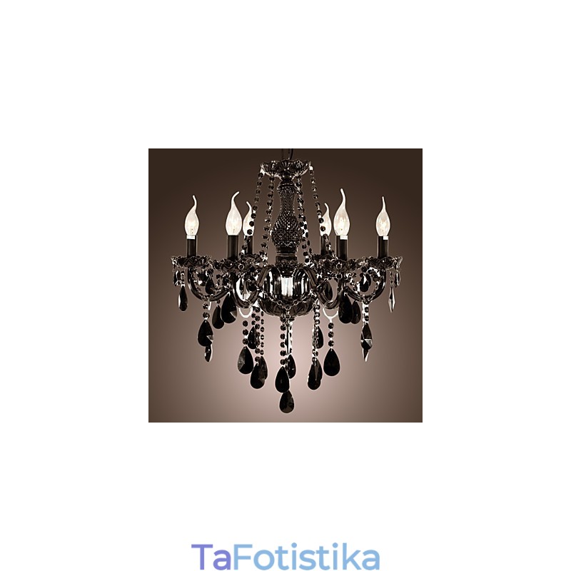 Chandelier Black Crystal Modern 6 Lights