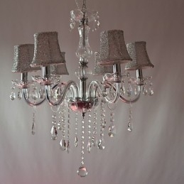 Πολυέλαιος μοντέρνος πολυτελής 6φωτος σε κρυστάλλινη διακόσμηση