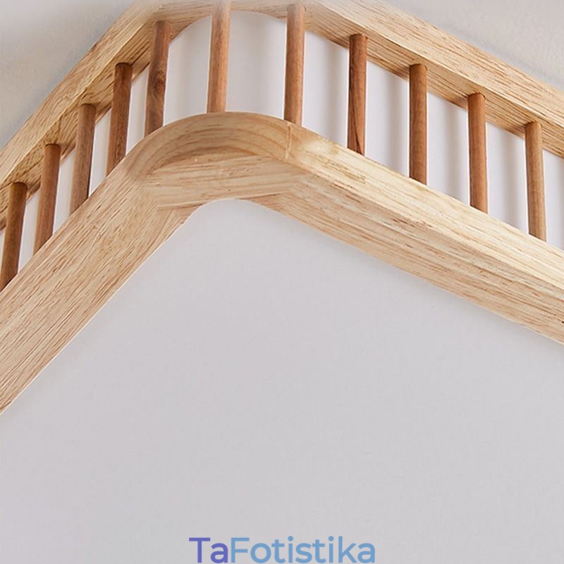 Φωτιστικό οροφής Ιαπωνικό ακρυλικό Ορθογώνιο λαστιχένιο φωτιστικό οροφής από ξύλο