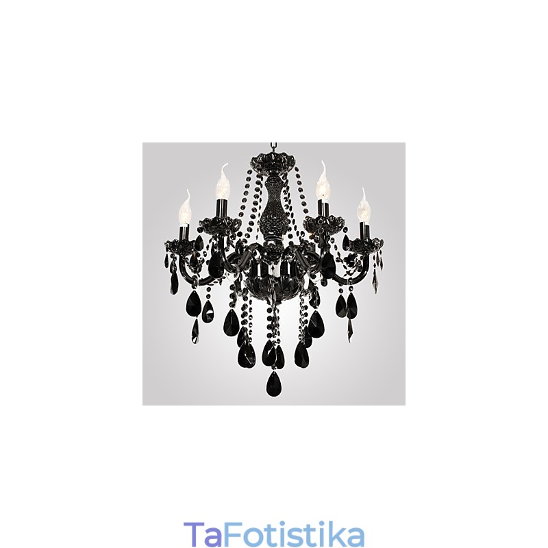 Chandelier Black Crystal Modern 6 Lights