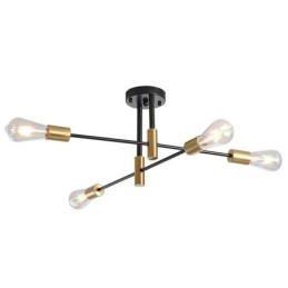 Φωτιστικό οροφής 4 φώτα Μαύρο Sputnik Πολυέλαιος Mid Century Semi Flush Mount Light