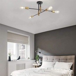 Φωτιστικό οροφής 4 φώτα Μαύρο Sputnik Πολυέλαιος Mid Century Semi Flush Mount Light