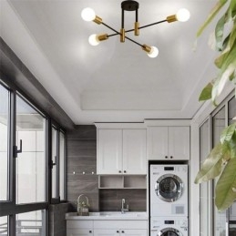 Φωτιστικό οροφής 4 φώτα Μαύρο Sputnik Πολυέλαιος Mid Century Semi Flush Mount Light
