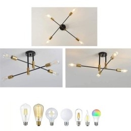 Φωτιστικό οροφής 4 φώτα Μαύρο Sputnik Πολυέλαιος Mid Century Semi Flush Mount Light