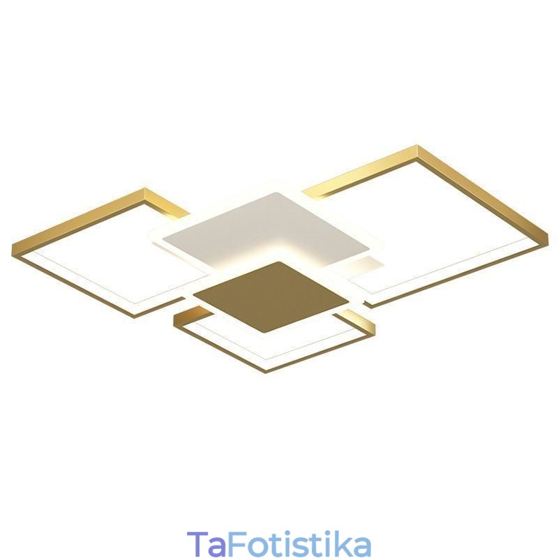 Μοντέρνο Golden Flush Mount γεωμετρικό φωτιστικό οροφής 2 επιπέδων
