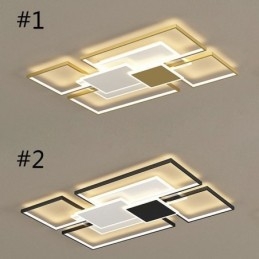 Μοντέρνο Golden Flush Mount γεωμετρικό φωτιστικό οροφής 2 επιπέδων
