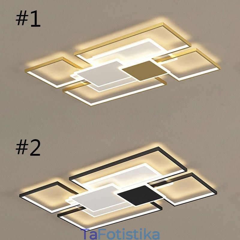Μοντέρνο Golden Flush Mount γεωμετρικό φωτιστικό οροφής 2 επιπέδων