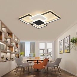 Μοντέρνο Golden Flush Mount γεωμετρικό φωτιστικό οροφής 2 επιπέδων