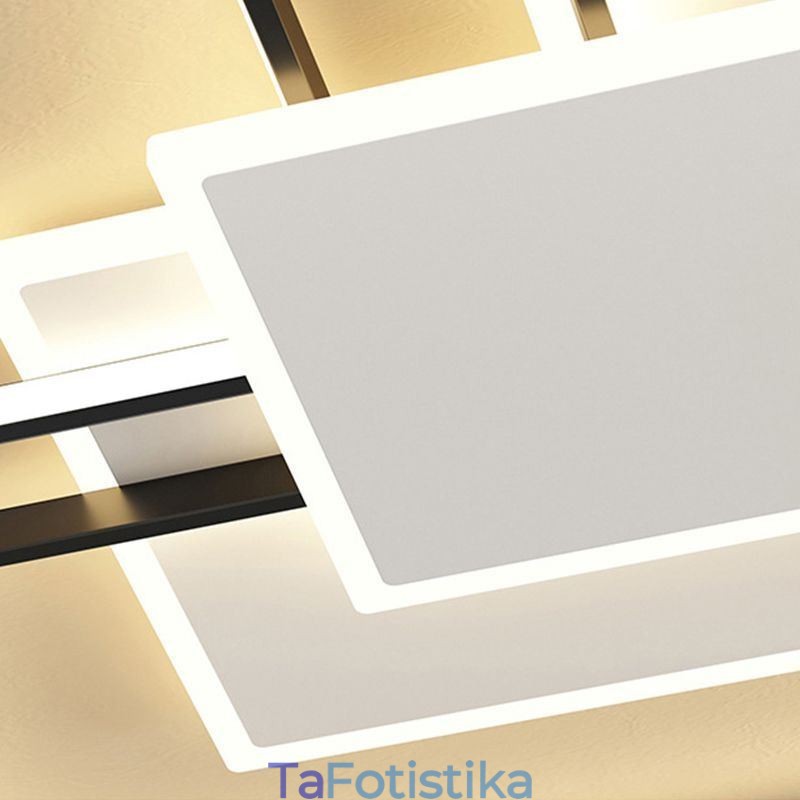 Μοντέρνο Golden Flush Mount γεωμετρικό φωτιστικό οροφής 2 επιπέδων