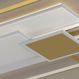 Μοντέρνο Golden Flush Mount γεωμετρικό φωτιστικό οροφής 2 επιπέδων
