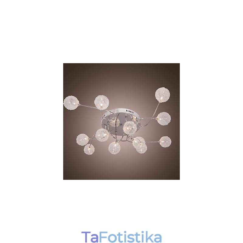 G4 12 light Iron Flush Mount Light με σκιές αλουμινίου