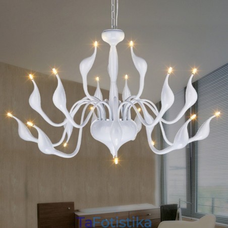 18 Lights Ανοξείδωτο Post Modern Swan Φωτιστικό πολυελαίου G4 Λευκό φινίρισμα 18 Lights Ανοξείδωτο Post Modern Swan Φωτιστικό πολυελαίου G4 Λευκό φινίρισμα