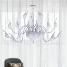 18 Lights Ανοξείδωτο Post Modern Swan Φωτιστικό πολυελαίου G4 Λευκό φινίρισμα