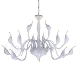 18 Lights Ανοξείδωτο Post Modern Swan Φωτιστικό πολυελαίου G4 Λευκό φινίρισμα
